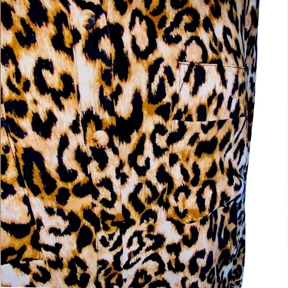 PLEIONE🍒SZ M🍒ANIMAL PRINT BUTTON FRONT BLOUSE SEMI SHEER EXCELLENT CONDITION - Picture 12 of 15